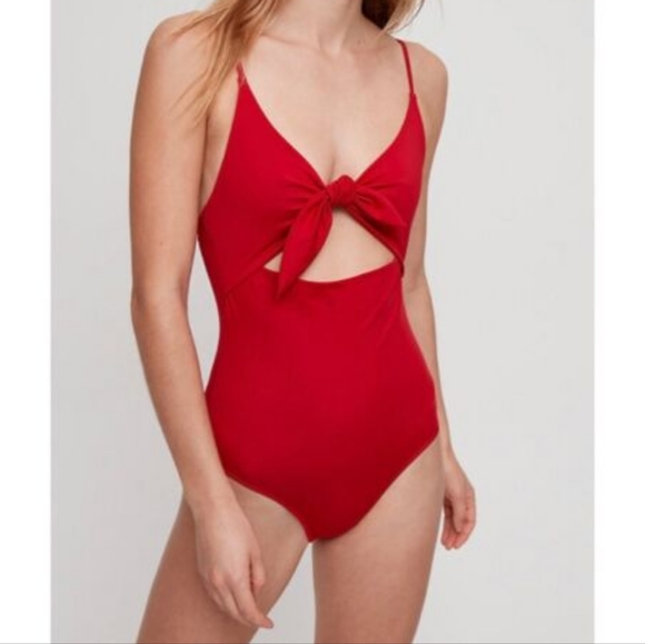 Artizia Wilfred Front-Tie Red Bodysuit - Picture 2 of 4